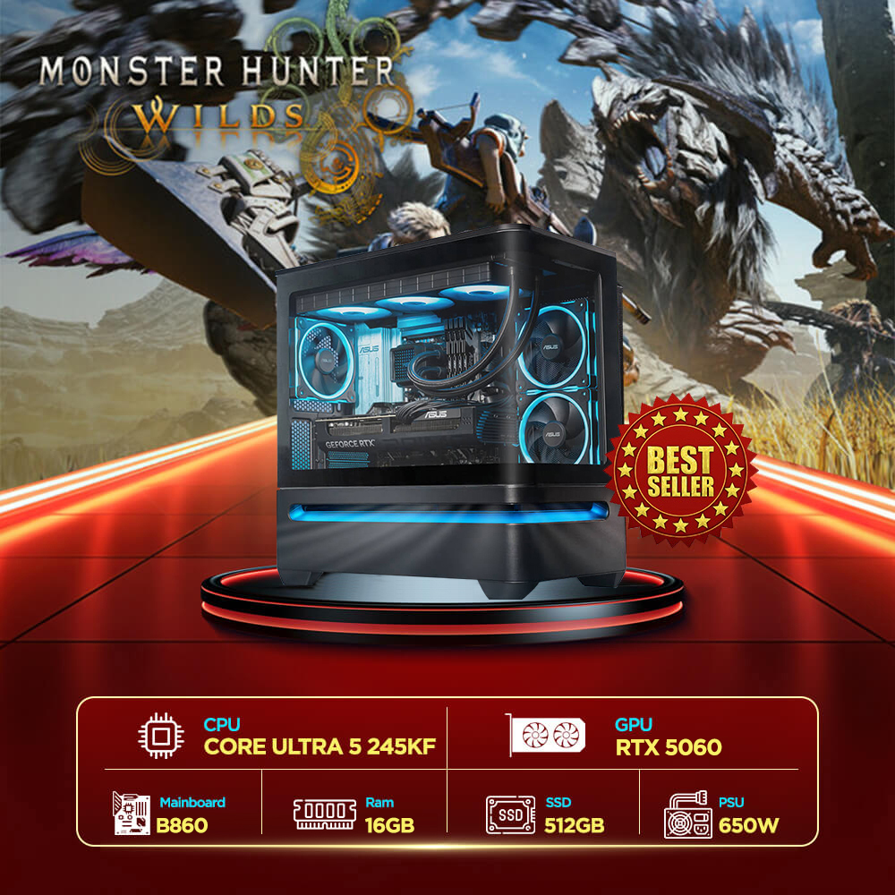 Máy tính PCPA x Asus Monster Hunter Wilds - Core Ultra 5 245KF/16GB/RTX 5060 Máy tính PCPA x Asus Monster Hunter Wilds - Core Ultra 5 245KF/16GB/RTX 5060