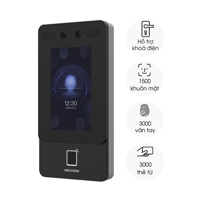 Máy chấm công Hikvision DS-K1T342MFWX (Vân tay + Thẻ + Khuôn mặt/ 300.000 Bản ghi/ Không dây)