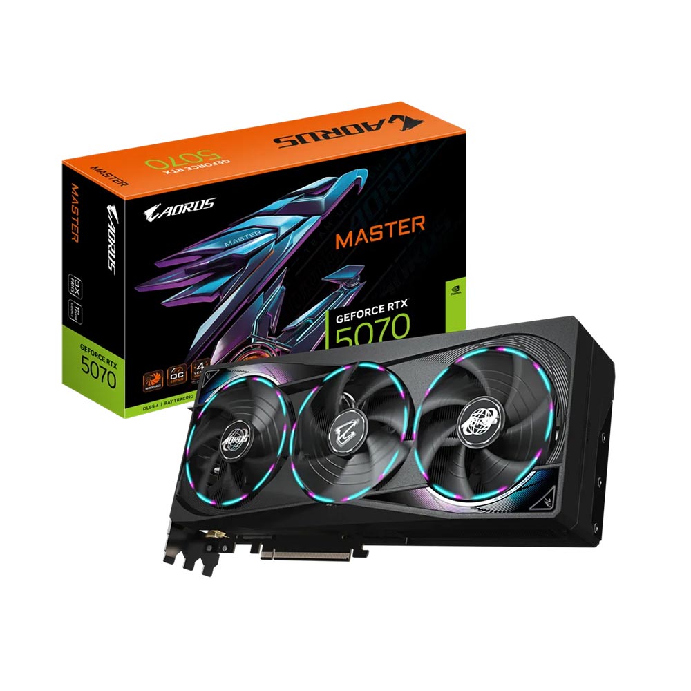Card đồ họa Gigabyte AORUS GeForce RTX 5070 MASTER 12G GDDR7 (N5070AORUS M-12GD) Card đồ họa Gigabyte AORUS GeForce RTX 5070 MASTER 12G GDDR7 (N5070AORUS M-12GD)