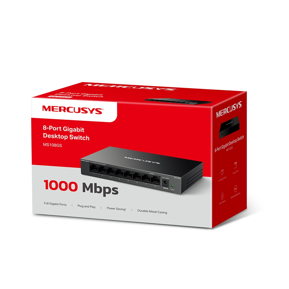 Switch Mercusys MS108GS (Gigabit 1000Mbps/ 8 Cổng/ Vỏ Thép) Switch Mercusys MS108GS (Gigabit 1000Mbps/ 8 Cổng/ Vỏ Thép)