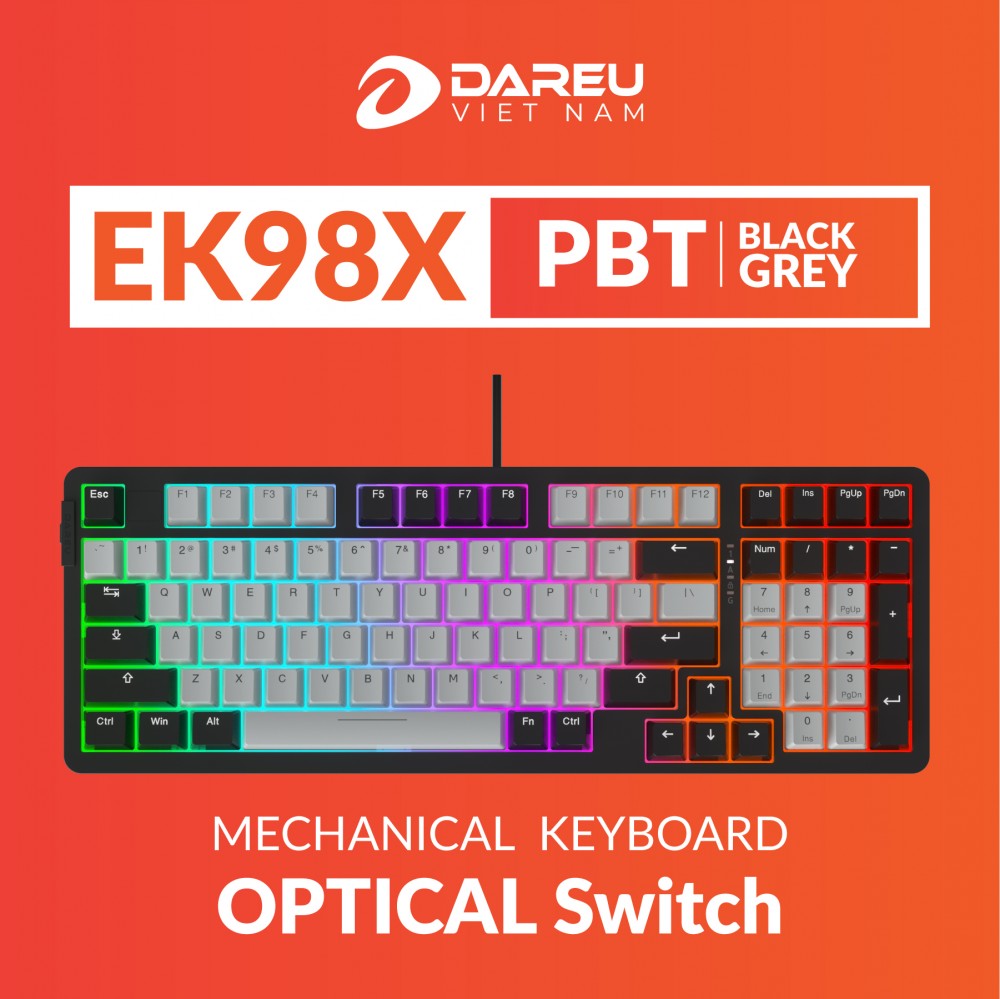 Bàn phím cơ Dareu EK98X Black Grey Optical switch