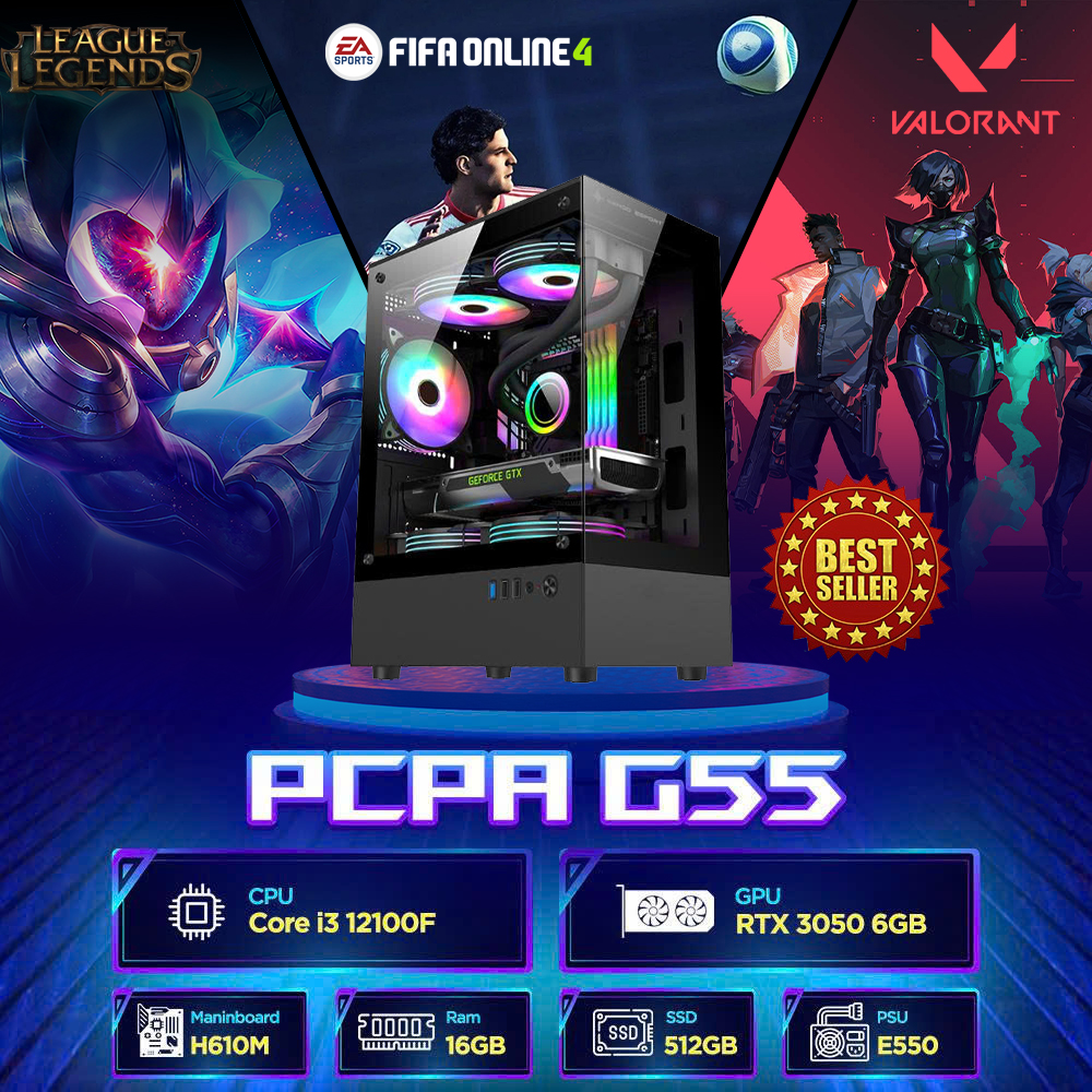 Máy tính PCPA G55 (I3 12100F/16GB/RTX 3050/550W) Máy tính PCPA G55 (I3 12100F/16GB/RTX 3050/550W)
