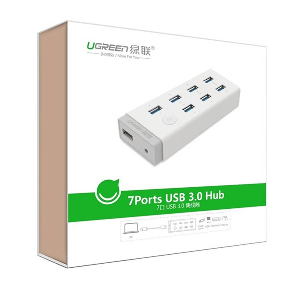 Bộ chia USB Ugreen 20296 1 ra 7 cổng USB 3.0 (nguồn 12V/2A kèm sạc Mac, máy tính bảng, điện thoại)