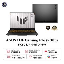 Laptop Asus TUF Gaming F16 FX608JPR-RV044W (i7 14650HX/ 16GB/ 1TB SSD/ RTX 5070 8GB/ 16 inch WUXGA/ 165Hz/ Win11/ Gray/ Vỏ nhôm)