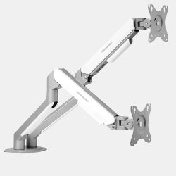 Giá treo màn hình HyperWork T6 Pro Dual 2025-SLV (2 màn hình/ 22inch - 32inch/ Xám trắng/ Gắn bàn)