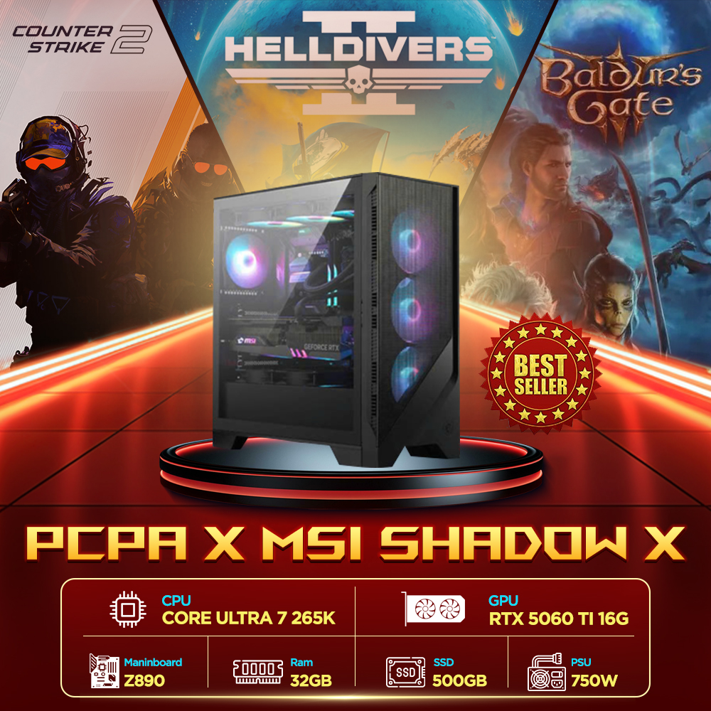Máy tính PCPA x MSI Shadow X (Core Ultra 7 265K/32GB/RTX 5060TI 16Gb) Máy tính PCPA x MSI Shadow X (Core Ultra 7 265K/32GB/RTX 5060TI 16Gb)