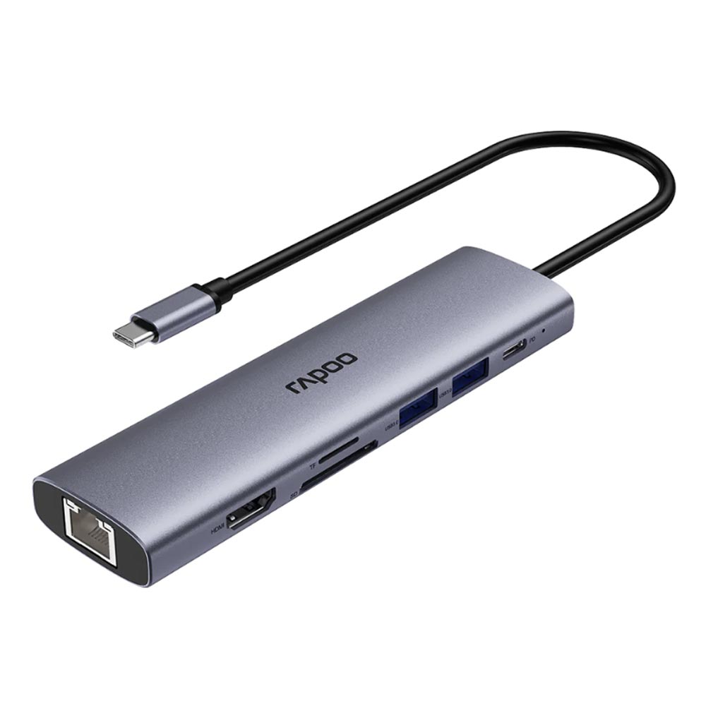 Bộ chuyển đổi Rapoo XD71 USB-C sang HDMI, USB-C, USB 3.0 x2, Lan Gigabit, PD, TF Bộ chuyển đổi Rapoo XD71 USB-C sang HDMI, USB-C, USB 3.0 x2, Lan Gigabit, PD, TF