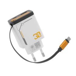 Củ sạc Pisen type C 30W TP-C82 tích hợp dây kéo type C