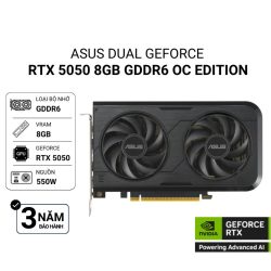 Card đồ họa Asus Dual GeForce RTX 5050 8GB GDDR6 OC Edition (GDDR6/ 128 bit)