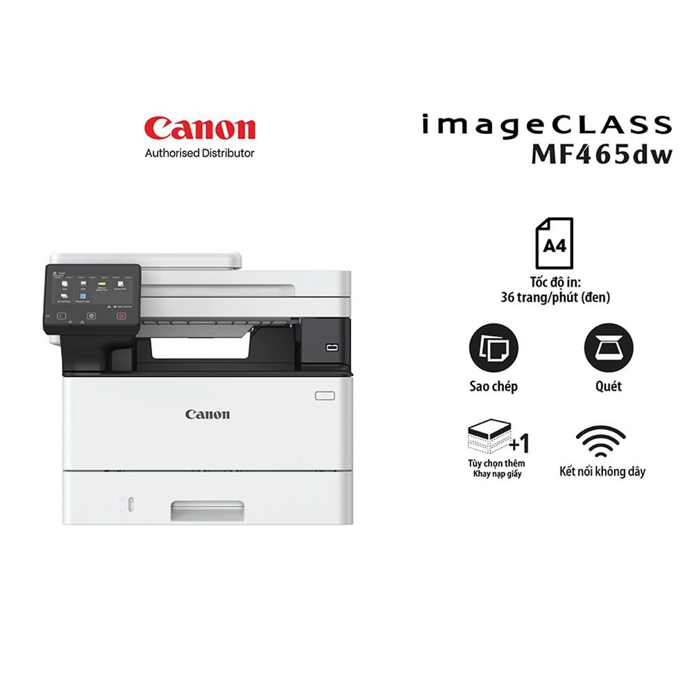 Máy in laser đen trắng Canon MF465DW NK (A4/A5/ In/ Copy/ Scan/ Fax/ Đảo mặt/ ADF/ USB/ LAN/ WIFI) Máy in laser đen trắng Canon MF465DW NK (A4/A5/ In/ Copy/ Scan/ Fax/ Đảo mặt/ ADF/ USB/ LAN/ WIFI)