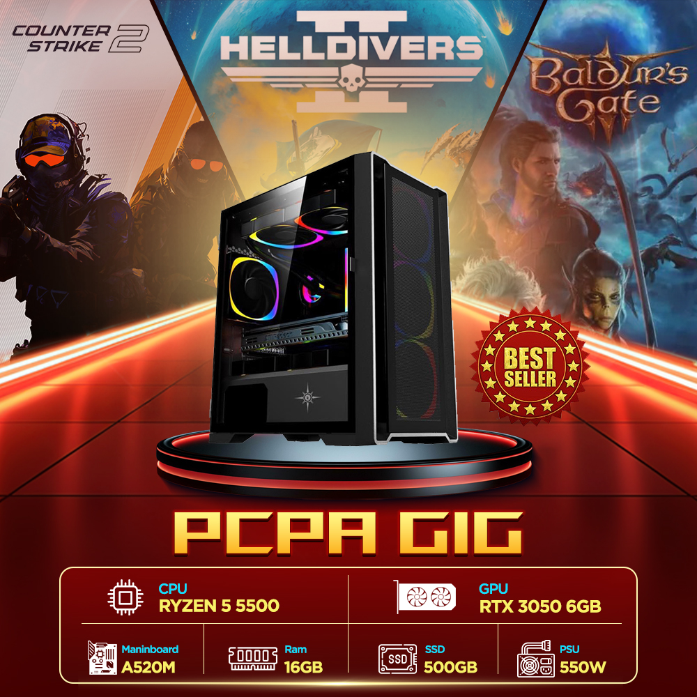 Máy tính PCPA GIG RTX 3050 6GB (R5 5500/ 16GB/ 500Gb SSD/ NoOS) Máy tính PCPA GIG RTX 3050 6GB (R5 5500/ 16GB/ 500Gb SSD/ NoOS)