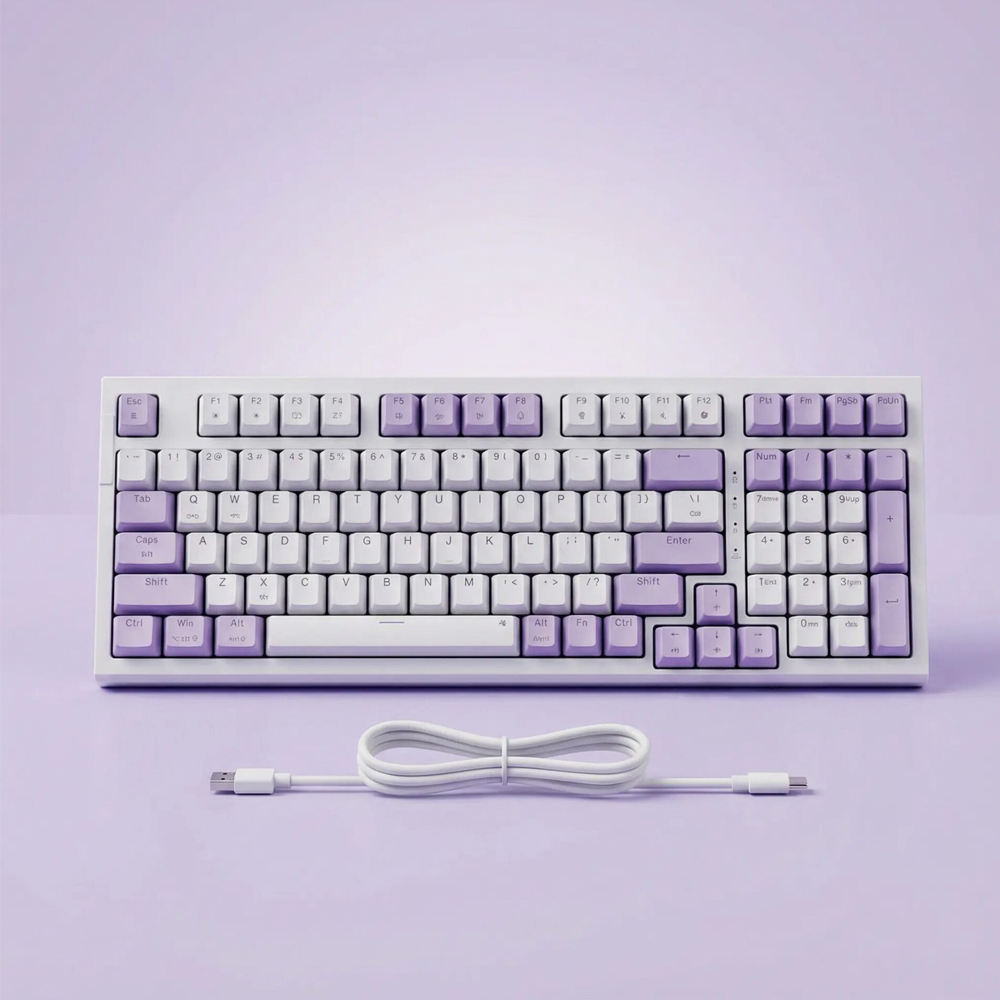 Bàn phím cơ Newmen GM328Pro White-purple, Red switch (LED Rainbows)
