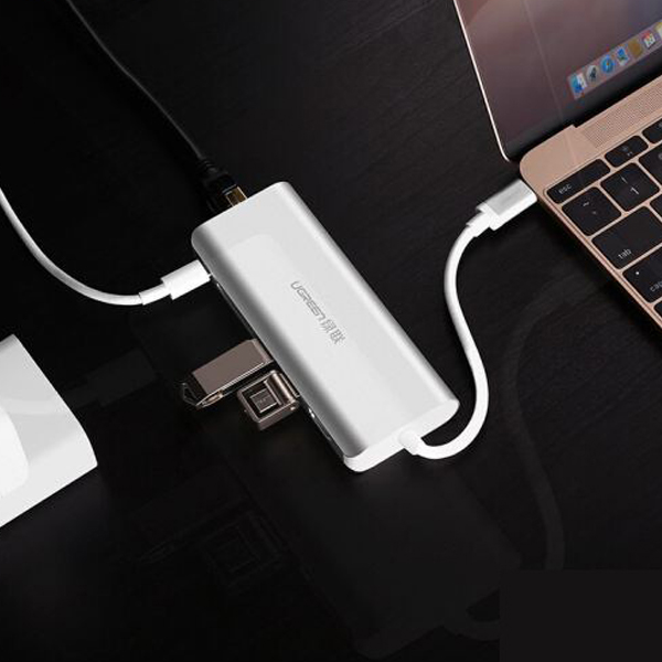Bộ chuyển đổi Ugreen 50516 USB Type-C sang HDMI, Lan, USB Bộ chuyển đổi Ugreen 50516 USB Type-C sang HDMI, Lan, USB