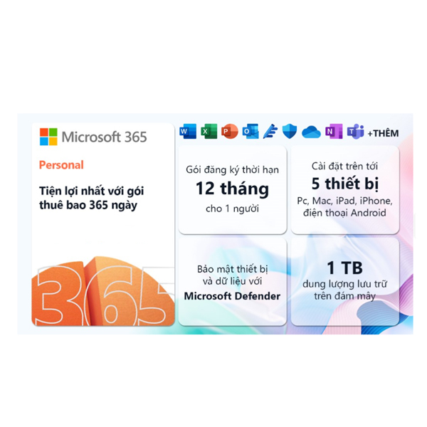 Phần mềm Office Microsoft 365 Personal ESD QQ2-00003 (1 người/ 5 thiết bị/ 12 tháng) Phần mềm Office Microsoft 365 Personal ESD QQ2-00003 (1 người/ 5 thiết bị/ 12 tháng)