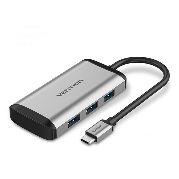 Bộ chuyển Vention TGCHB USB-C sang USB3.0*4+ PD Mico USB Bộ chuyển Vention TGCHB USB-C sang USB3.0*4+ PD Mico USB