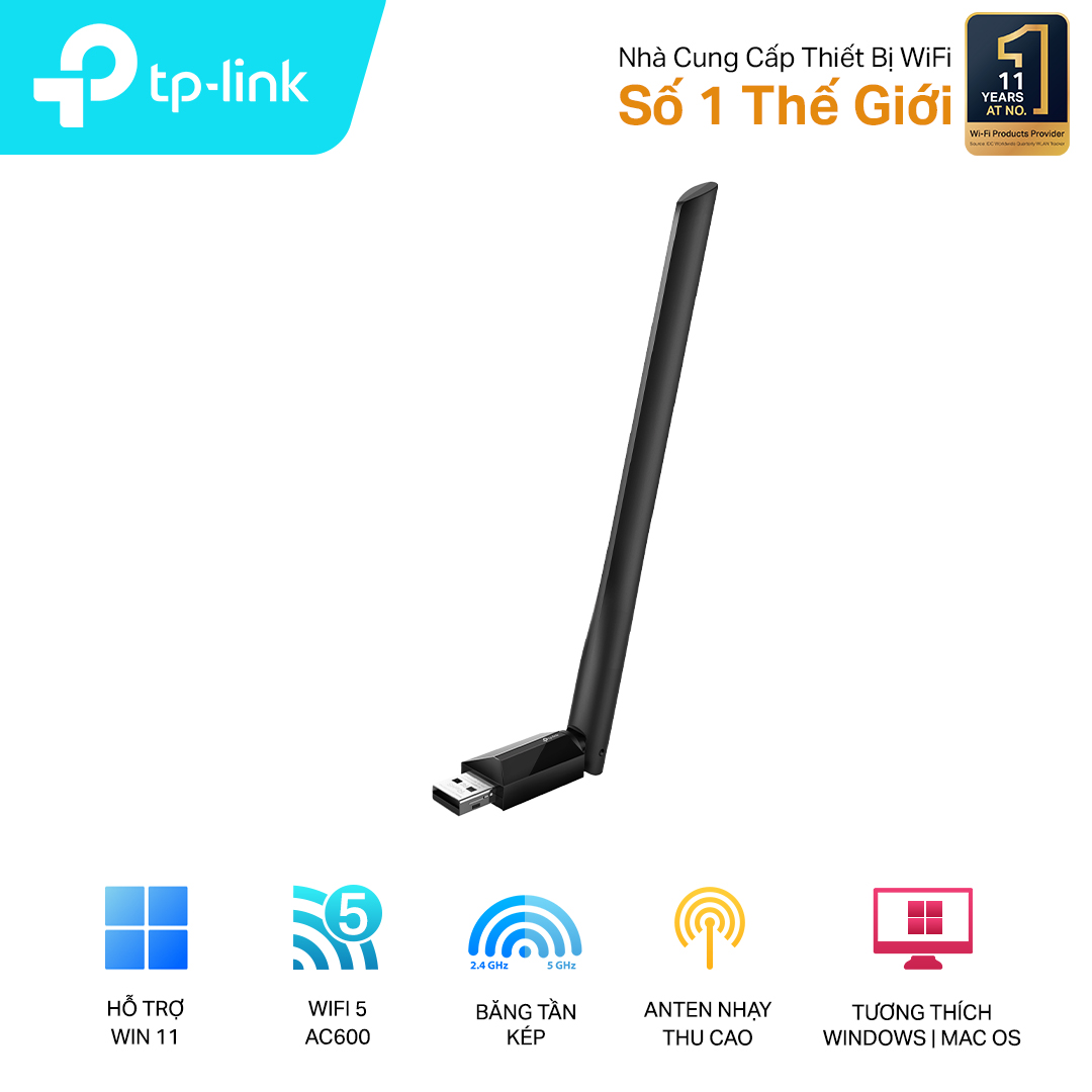 Cạc mạng không dây TP-Link USB Archer T2U Plus (Chuẩn AC/ AC600Mbps/ Ăng-ten ngoài) Cạc mạng không dây TP-Link USB Archer T2U Plus (Chuẩn AC/ AC600Mbps/ Ăng-ten ngoài)