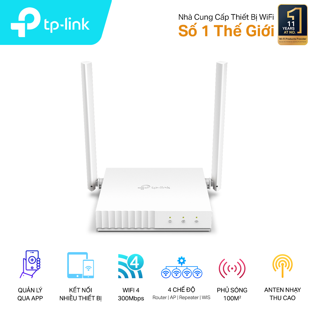 Bộ phát wifi TP-Link TL-WR844N (Chuẩn N/ 300Mbps/ 2 Ăng-ten ngoài/ 15 User) Bộ phát wifi TP-Link TL-WR844N (Chuẩn N/ 300Mbps/ 2 Ăng-ten ngoài/ 15 User)