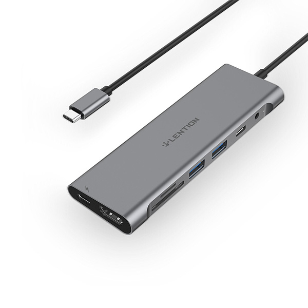 Bộ chuyển Lention C37HACR-1M-GR USB-C 8 trong 1 USB Type-C sang HDMI, USB Type - C, 2 cổng USB3.0, 3.5mm, SD card và cổng sạc PD (dài 1m) Bộ chuyển Lention C37HACR-1M-GR USB-C 8 trong 1 USB Type-C sang HDMI, USB Type - C, 2 cổng USB3.0, 3.5mm, SD card và cổng sạc PD (dài 1m)