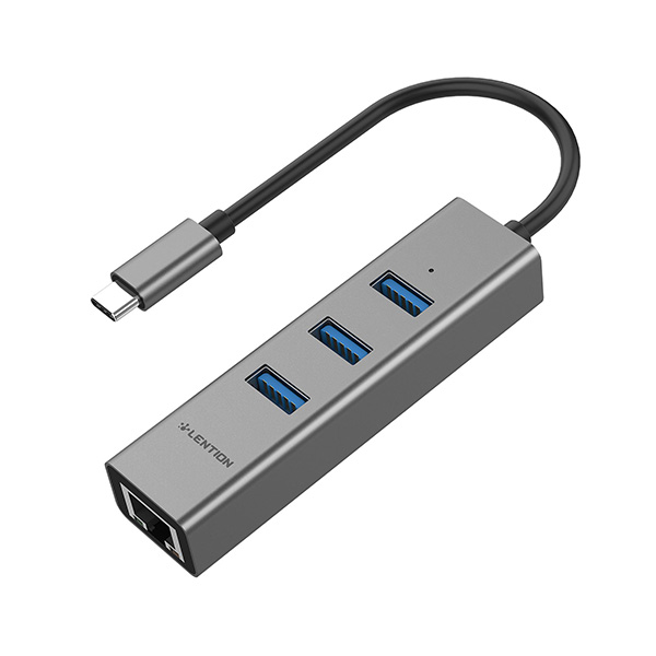 Bộ chuyển Lention C23s USB-C 4 trong 1 USB Type-C sang 3 USB 3.0, Lan Gigabit Bộ chuyển Lention C23s USB-C 4 trong 1 USB Type-C sang 3 USB 3.0, Lan Gigabit