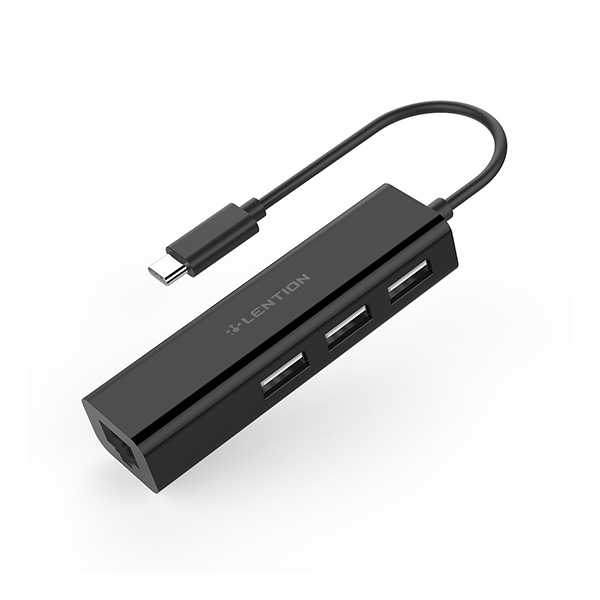 Bộ chuyển Lention UC-USB2.0 USB-C 4 trong 1 USB Type-C sang 3 USB 2.0, Lan 10/100 Bộ chuyển Lention UC-USB2.0 USB-C 4 trong 1 USB Type-C sang 3 USB 2.0, Lan 10/100