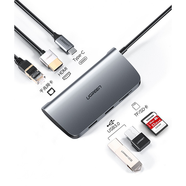 Bộ chuyển đổi Ugreen 50852 USB Type-C to HDMI,Lan,USB,SD Bộ chuyển đổi Ugreen 50852 USB Type-C to HDMI,Lan,USB,SD