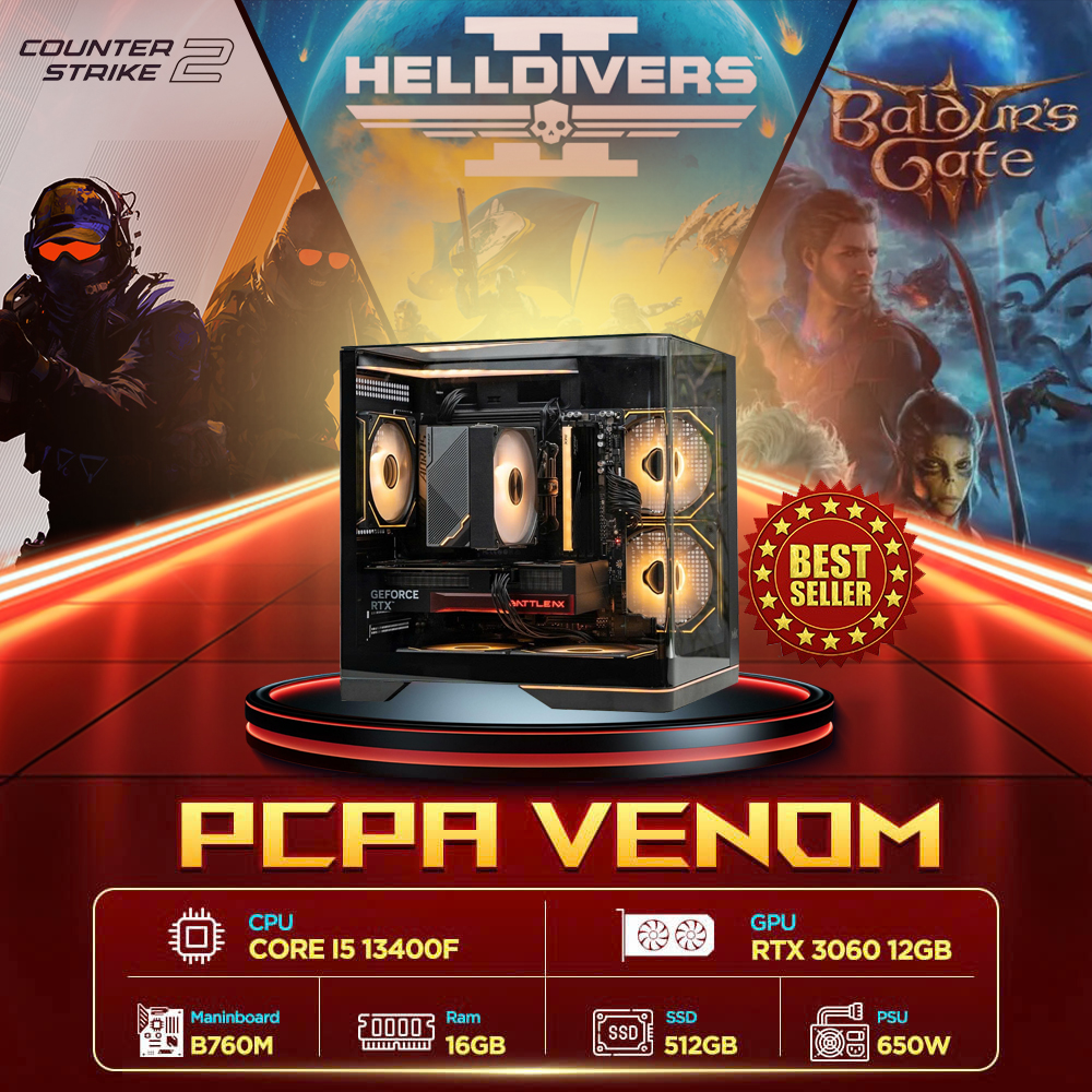 Máy tính PCPA Venom (i5 13400F/16GB/RTX 3060 12Gb/650W) Máy tính PCPA Venom (i5 13400F/16GB/RTX 3060 12Gb/650W)