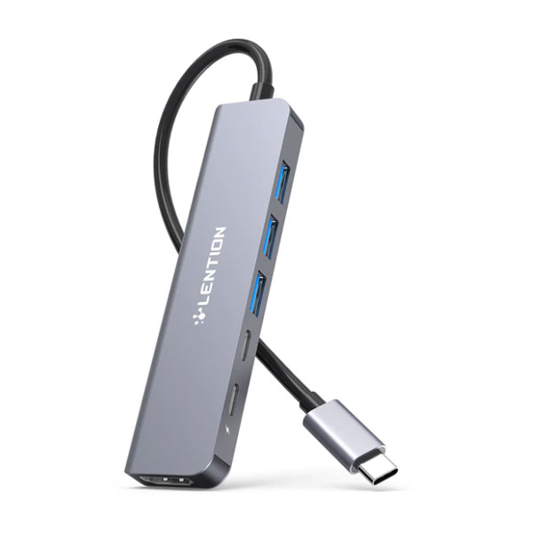 Bộ chuyển Lention CE35sH USB-C 6 trong 1 USB Type-C sang HDMI, USB-C, 3 USB 3.0, PD - Màu xám Bộ chuyển Lention CE35sH USB-C 6 trong 1 USB Type-C sang HDMI, USB-C, 3 USB 3.0, PD - Màu xám