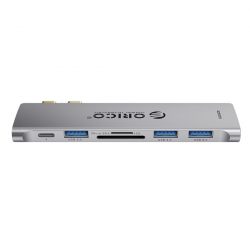 Đế cắm đa năng 6 trong 1 cho Macbook Orico 2CT-6TS-GY từ 2 cổng USB Type-C sang 3 cổng USB3.0, SD, PD, cổng Type C (hỗ trợ Thunderbolt3