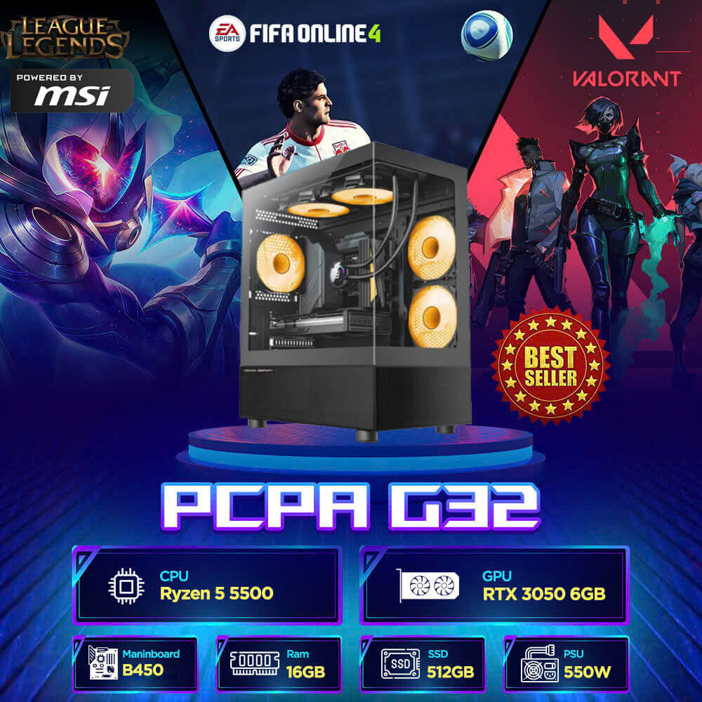 Máy tính PCPA G32 (R5 5500/16GB/RTX 3050 6Gb/550W) Máy tính PCPA G32 (R5 5500/16GB/RTX 3050 6Gb/550W)