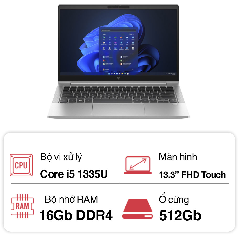 Laptop HP EliteBook 630 G10 9J0B5PT (i5 1335U/ 16GB/ 512GB SSD/13.3 inch FHD Touch/Win11/ Silver/ Vỏ nhôm) Laptop HP EliteBook 630 G10 9J0B5PT (i5 1335U/ 16GB/ 512GB SSD/13.3 inch FHD Touch/Win11/ Silver/ Vỏ nhôm)