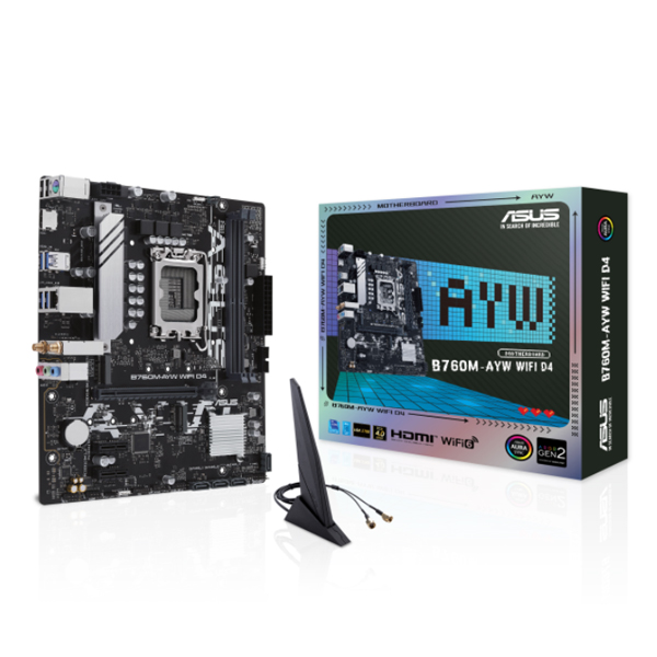 Mainboard Asus Prime B760M-AYW WIFI D4 (Intel B760/ Socket 1700/ M-ATX/ 2 khe ram/ DDR4/ 2.5 Gigabit LAN) Mainboard Asus Prime B760M-AYW WIFI D4 (Intel B760/ Socket 1700/ M-ATX/ 2 khe ram/ DDR4/ 2.5 Gigabit LAN)