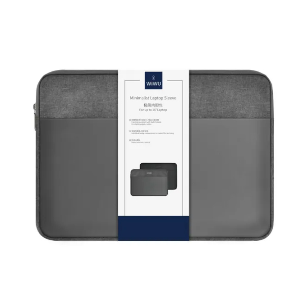Túi chống sốc laptop WIWU MINIMALIST LAPTOP SLEEVE 16 inch màu xám Túi chống sốc laptop WIWU MINIMALIST LAPTOP SLEEVE 16 inch màu xám