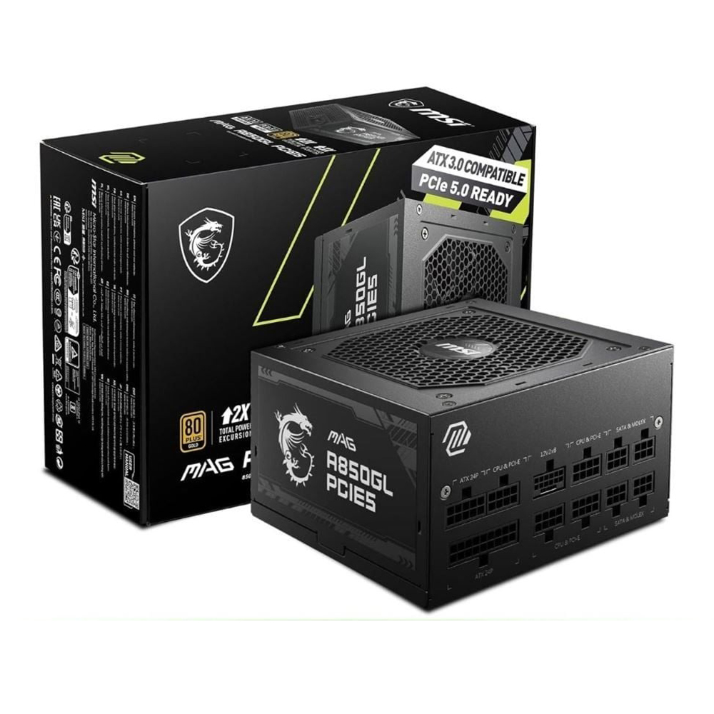Nguồn máy tính MSI MAG A850GL PCIe5 (850W/ 80 Plus Gold/ Full-Modular/ Đen/ ATX) Nguồn máy tính MSI MAG A850GL PCIe5 (850W/ 80 Plus Gold/ Full-Modular/ Đen/ ATX)