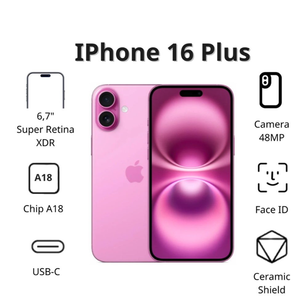Điện thoại Apple iPhone 16 Plus (256GB/ Hồng) Điện thoại Apple iPhone 16 Plus (256GB/ Hồng)