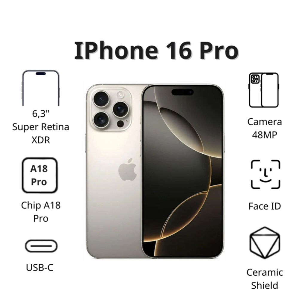 Điện thoại Apple iPhone 16 Pro (128Gb/ Titan tự nhiên) Điện thoại Apple iPhone 16 Pro (128Gb/ Titan tự nhiên)