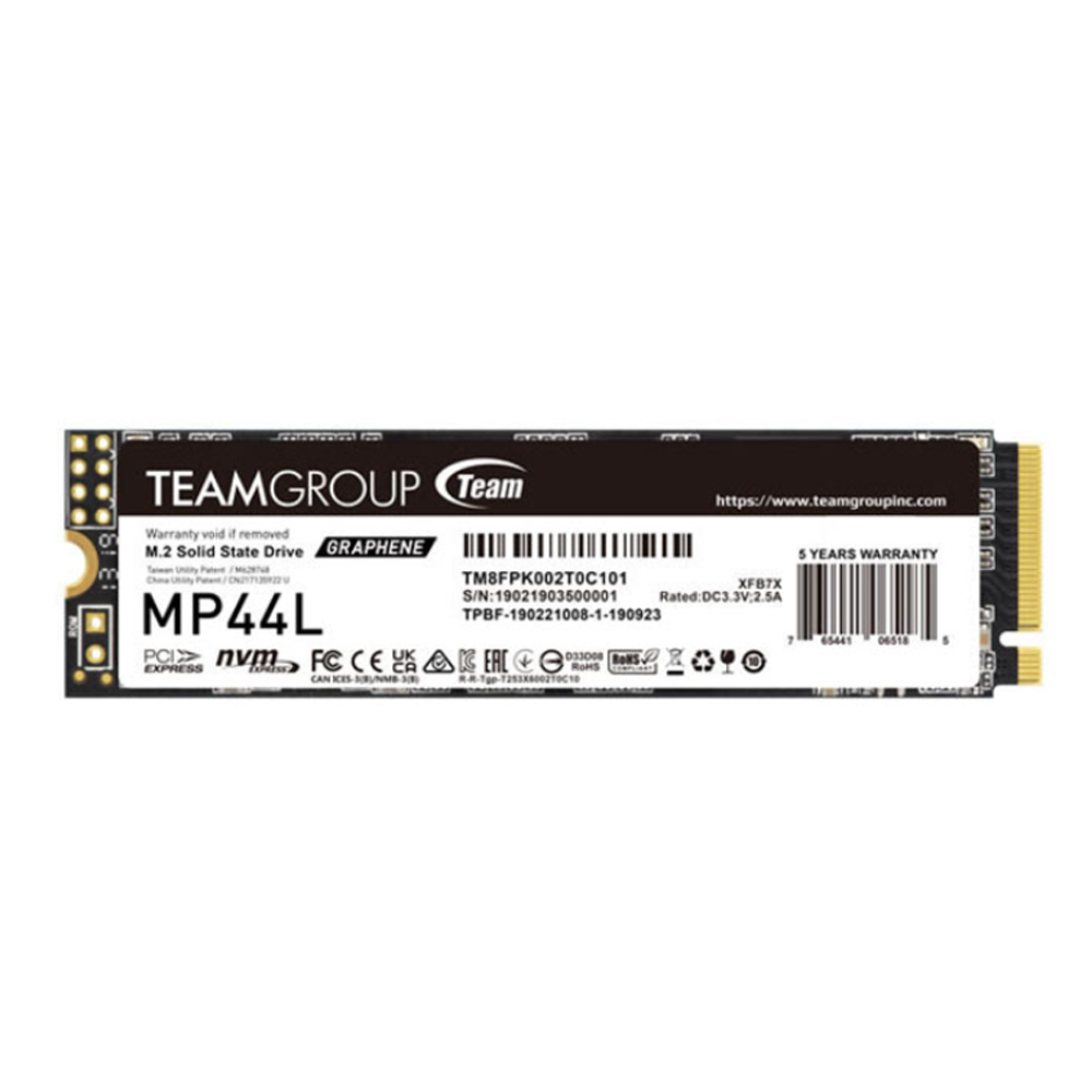Ổ SSD TeamGroup MP44L 1Tb (NVMe PCIe/ Gen4x4 M2.2280/ 5000MB/s/ 4500MB/s) Ổ SSD TeamGroup MP44L 1Tb (NVMe PCIe/ Gen4x4 M2.2280/ 5000MB/s/ 4500MB/s)