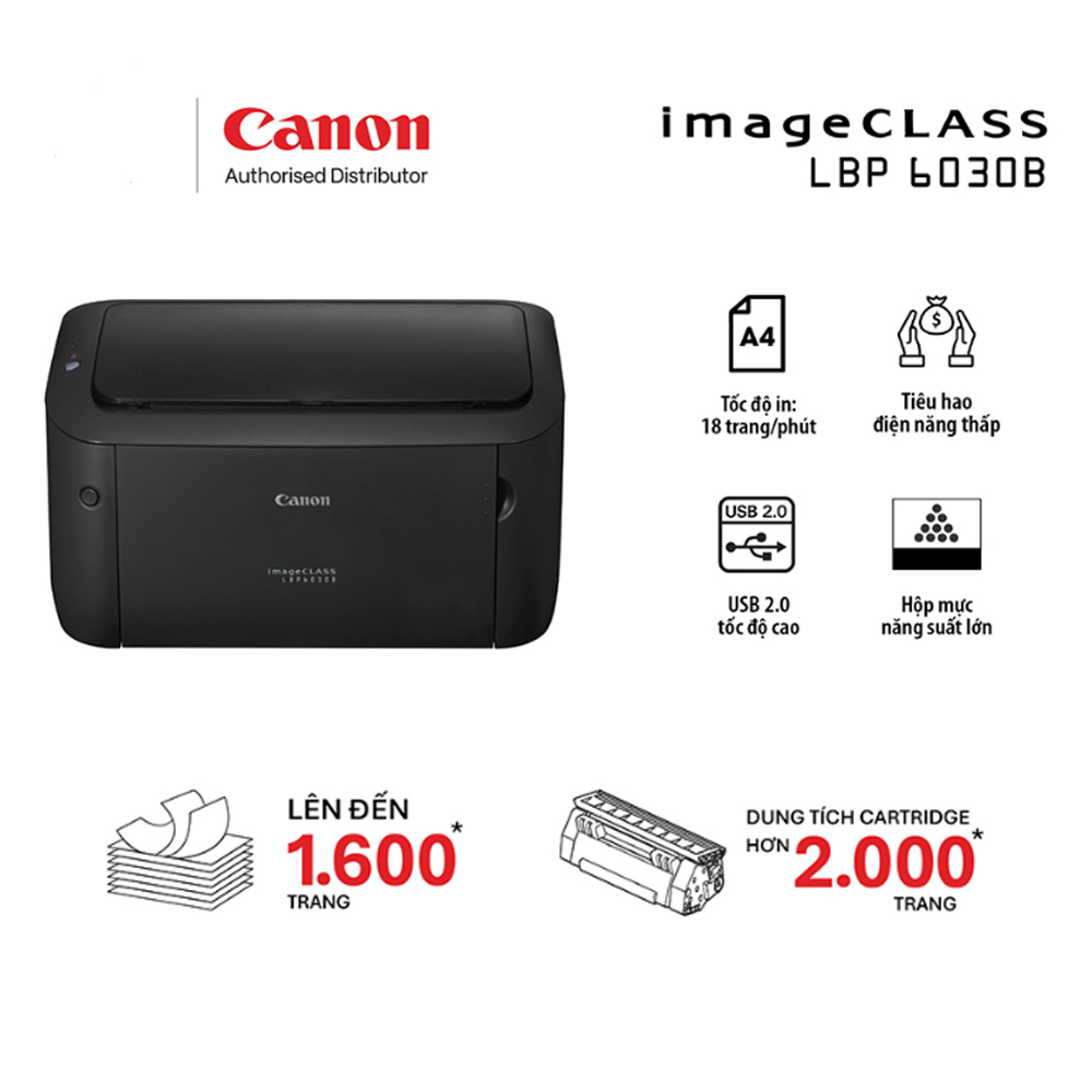 Máy in laser đen trắng Canon LBP6030B Black (A4/A5/ USB) Máy in laser đen trắng Canon LBP6030B Black (A4/A5/ USB)