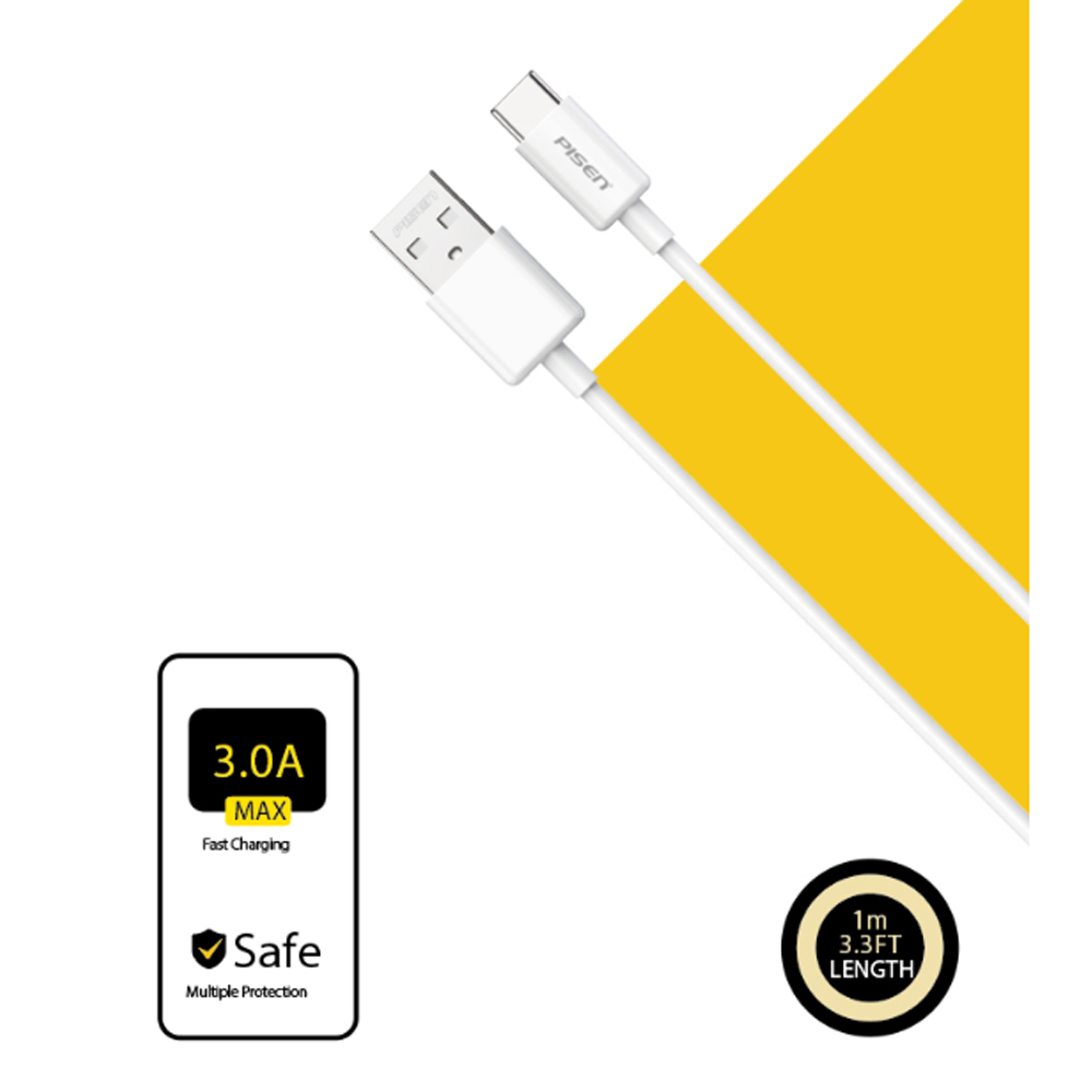 Cáp sạc Pisen USB-A - Type-C 1m TC25-1000 Cáp sạc Pisen USB-A - Type-C 1m TC25-1000