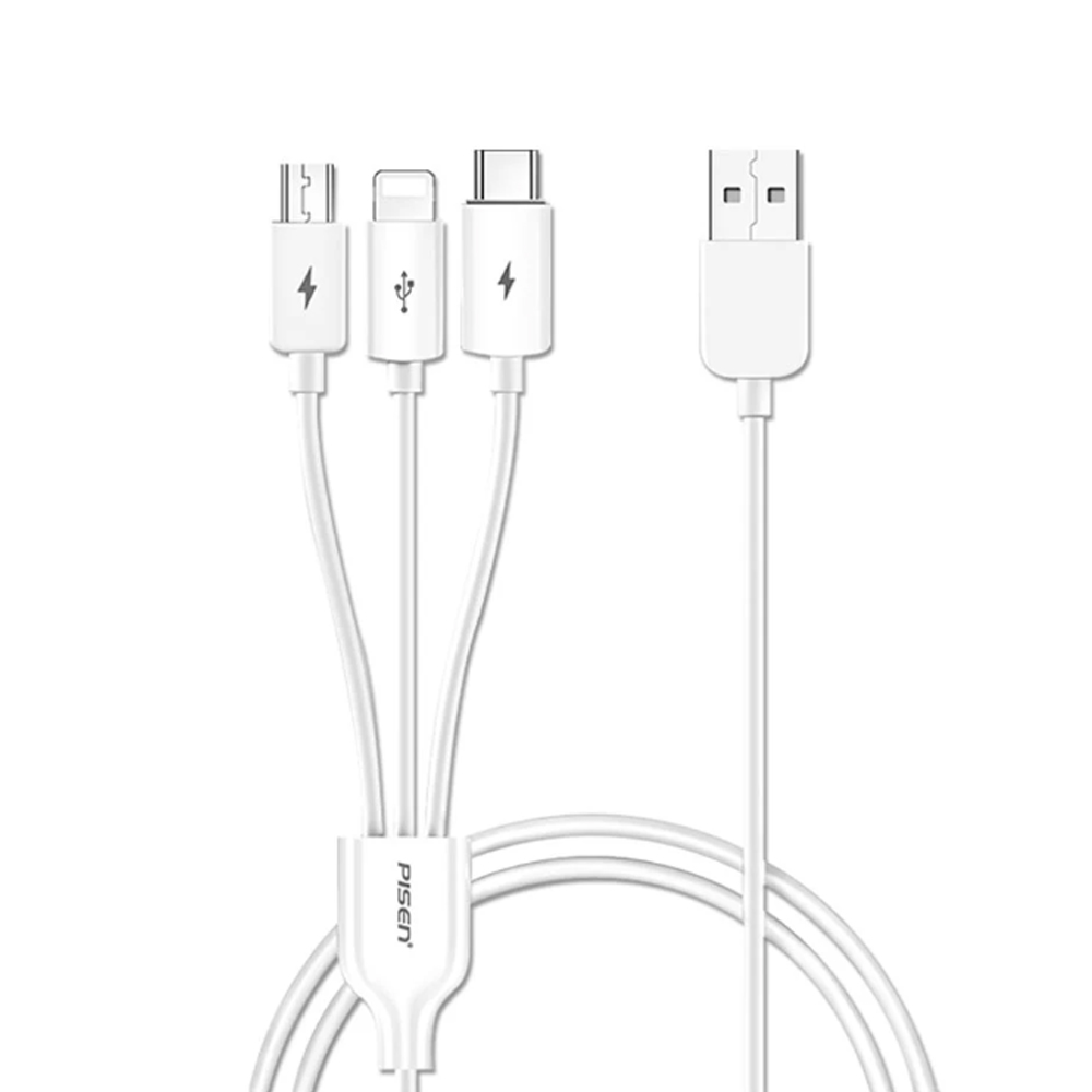 Cáp Pisen 3 đầu ra Lightning Type-C Micro 1.2m AP07-1200 Cáp Pisen 3 đầu ra Lightning Type-C Micro 1.2m AP07-1200