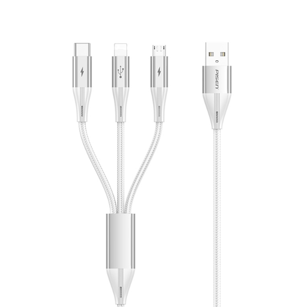 Cáp Pisen 3 đầu ra Lightning type-C Micro 1.8m AP-FC17-1800 Cáp Pisen 3 đầu ra Lightning type-C Micro 1.8m AP-FC17-1800