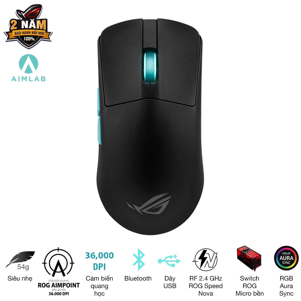 Chuột Gaming không dây Asus ROG Harpe Ace Aim Lab Edition Black (Bluetooth/Wireless/ LED RGB) Chuột Gaming không dây Asus ROG Harpe Ace Aim Lab Edition Black (Bluetooth/Wireless/ LED RGB)