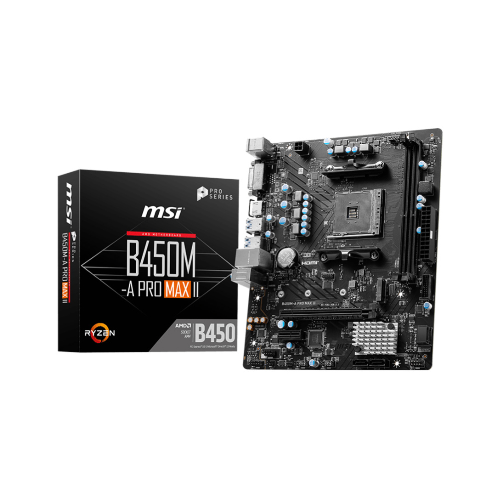 Mainboard MSI B450M-A PRO MAX II (AMD B450/ Socket AM4/ M-ATX/ 2 khe ram/ DDR4) Mainboard MSI B450M-A PRO MAX II (AMD B450/ Socket AM4/ M-ATX/ 2 khe ram/ DDR4)