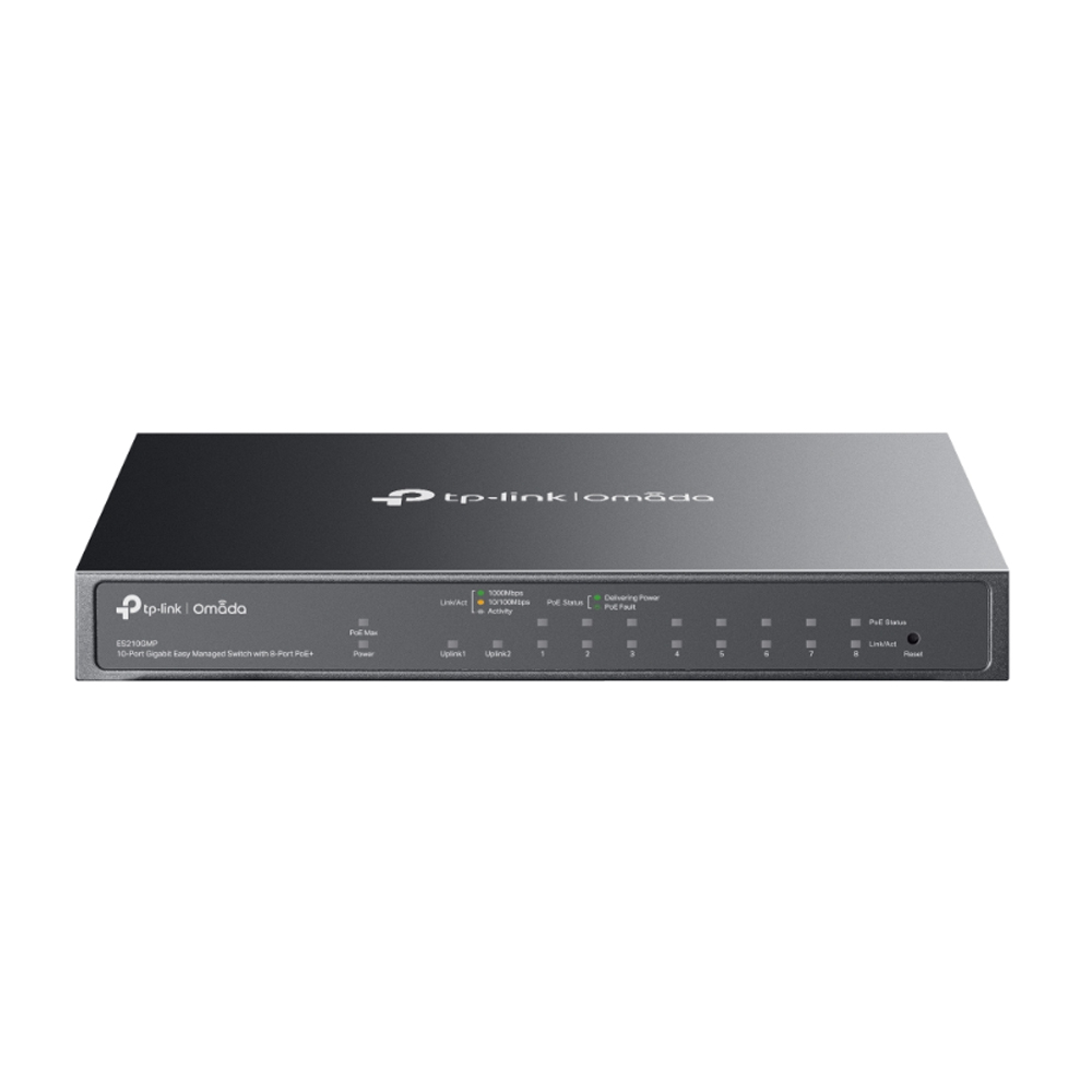 Switch TP-Link ES210GMP (Gigabit (1000Mbps)/ 10 Cổng/ 1 SFP/ 8 cổng PoE/ Vỏ kim loại) Switch TP-Link ES210GMP (Gigabit (1000Mbps)/ 10 Cổng/ 1 SFP/ 8 cổng PoE/ Vỏ kim loại)