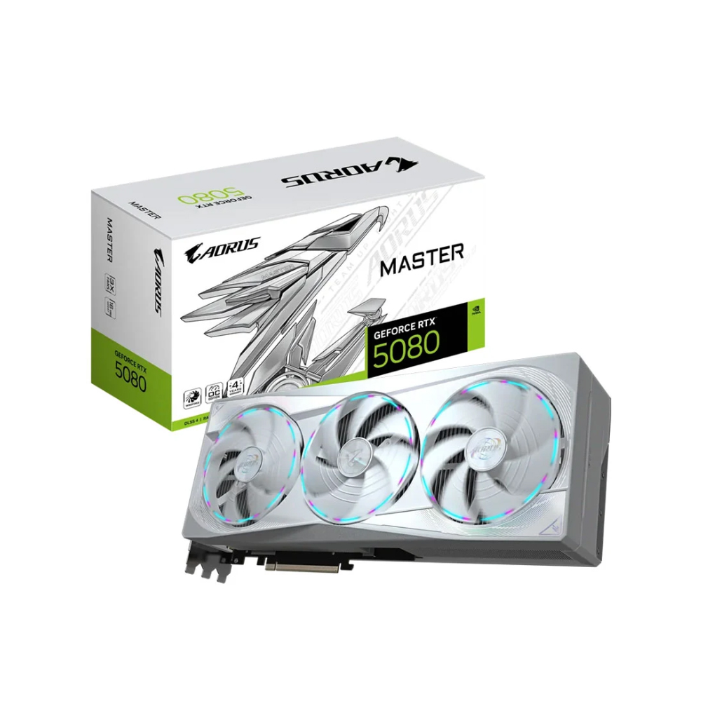 Card đồ họa Gigabyte AORUS GeForce RTX 5080 MASTER ICE 16G (GDDR7/ 256 bit) Card đồ họa Gigabyte AORUS GeForce RTX 5080 MASTER ICE 16G (GDDR7/ 256 bit)