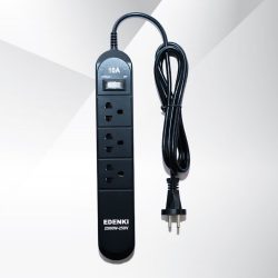 Ổ cắm điện Edenki ED-3C2B Black (3 Lỗ đa năng - 2M 10A)