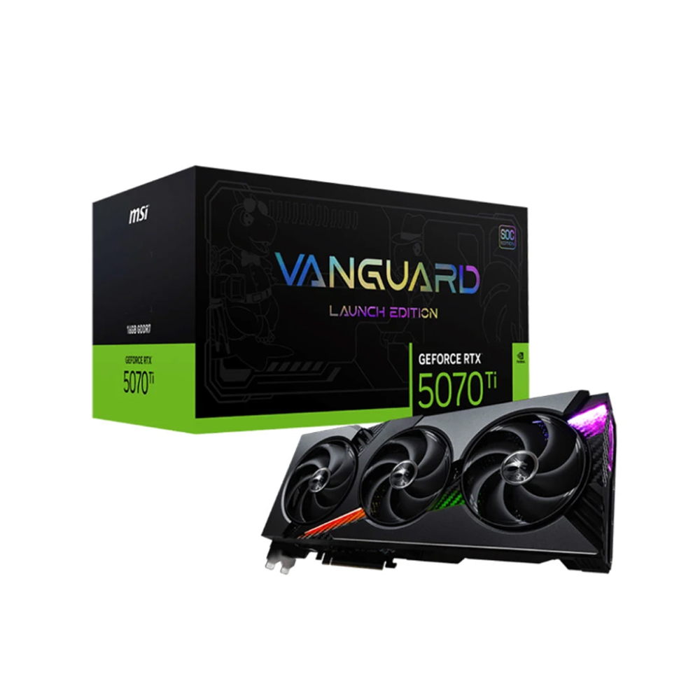 Card đồ họa MSI GeForce RTX 5070 Ti 16G VANGUARD SOC LAUNCH EDITION (GDDR7/ 256 bit) Card đồ họa MSI GeForce RTX 5070 Ti 16G VANGUARD SOC LAUNCH EDITION (GDDR7/ 256 bit)