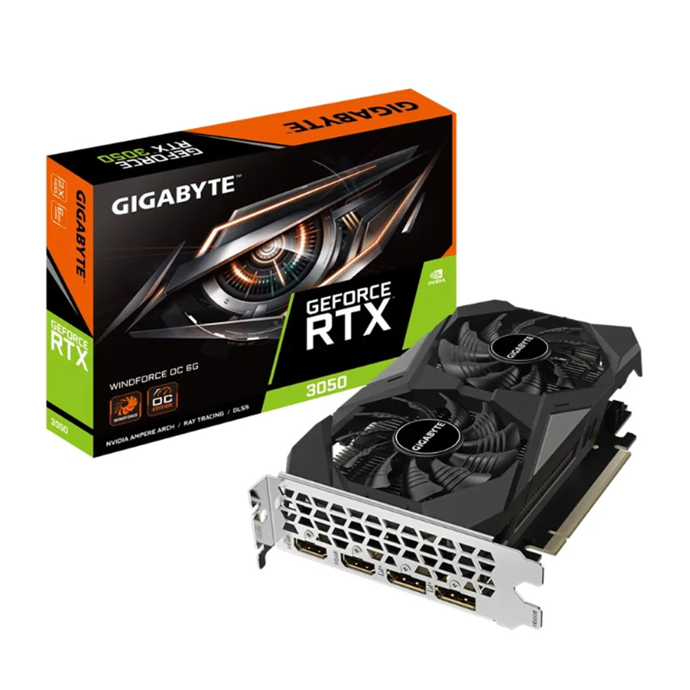 Card đồ họa Gigabyte GeForce RTX 3050 WINDFORCE OC V2 (6GB/ GDDR6/ 96 bit) Card đồ họa Gigabyte GeForce RTX 3050 WINDFORCE OC V2 (6GB/ GDDR6/ 96 bit)