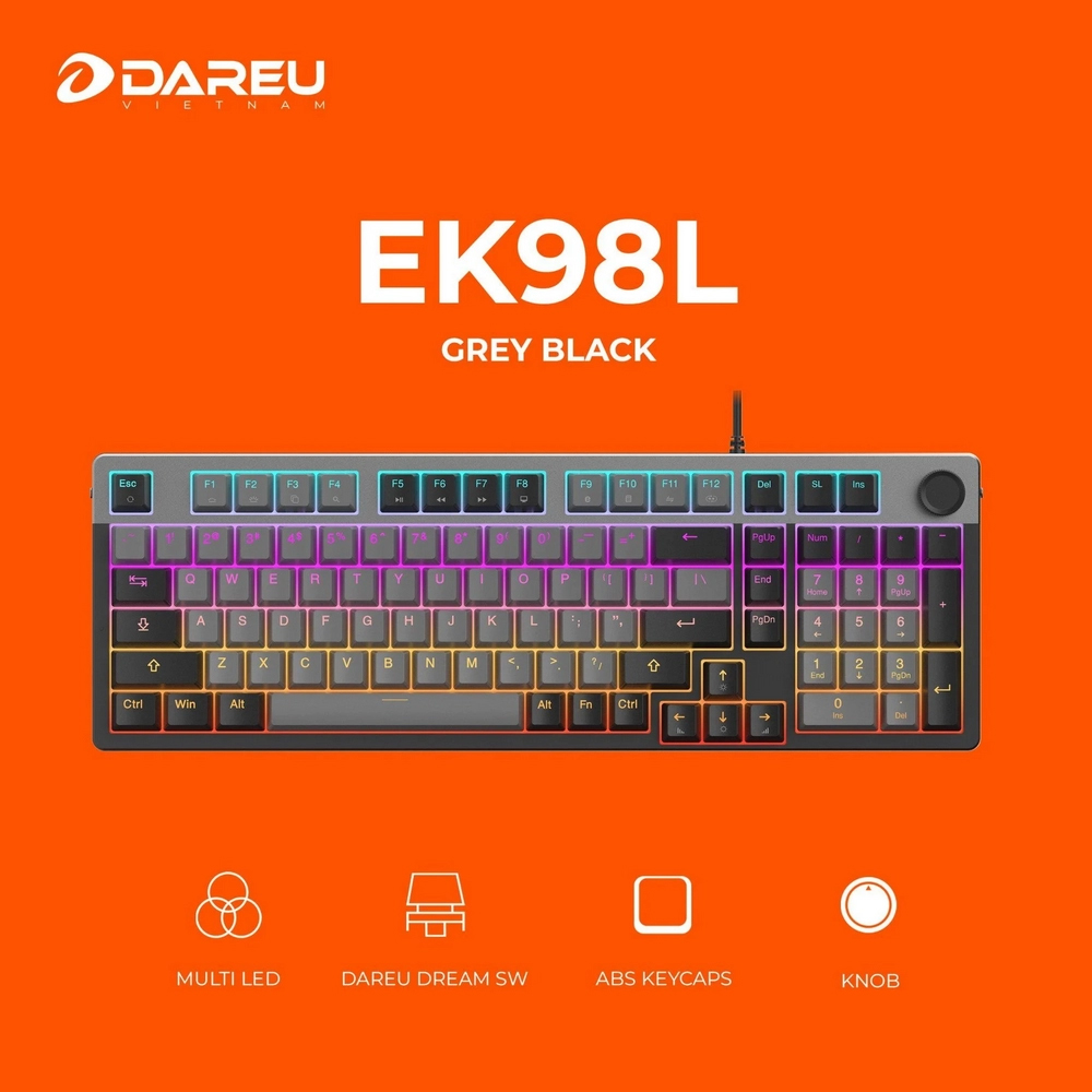 Bàn phím cơ Dareu EK98L Grey Black DareU Dream switch Bàn phím cơ Dareu EK98L Grey Black DareU Dream switch