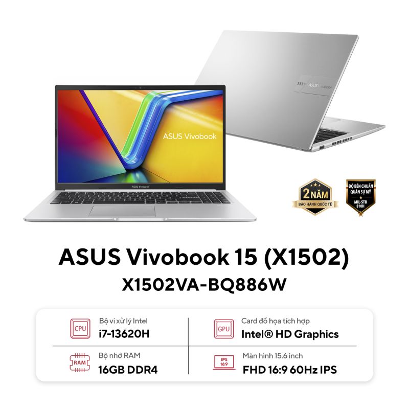 Laptop Asus Vivobook 15 X1502VA-BQ886W (i7 13620H/ 16GB/ 512GB SSD/ 15.6 inch FHD/ Win11/ Silver) Laptop Asus Vivobook 15 X1502VA-BQ886W (i7 13620H/ 16GB/ 512GB SSD/ 15.6 inch FHD/ Win11/ Silver)
