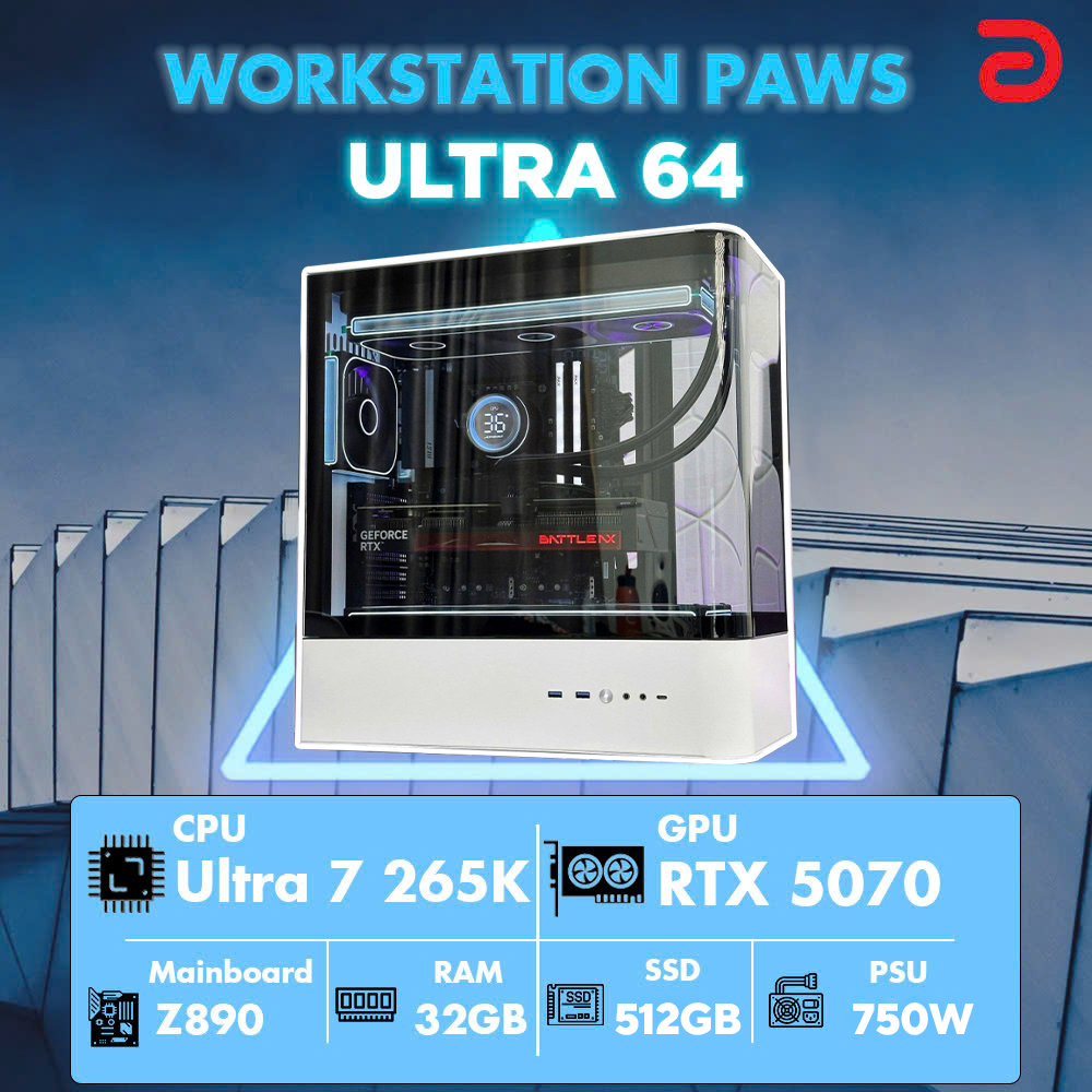 Máy tính PAWS Ultra 64 (Core Ultra 7 265K/Z890/32GB/RTX 5070) Máy tính PAWS Ultra 64 (Core Ultra 7 265K/Z890/32GB/RTX 5070)
